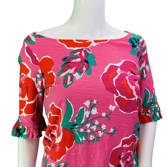 Lilly Pulitzer Womens Somerset T Shirt Dress Ruffle Sleeve Pink Floral Size S - Picture 5 of 12